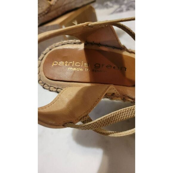 Patricia Green Snakeskin Leather Wedge Espadrilles Size 8 - Picture 5 of 7